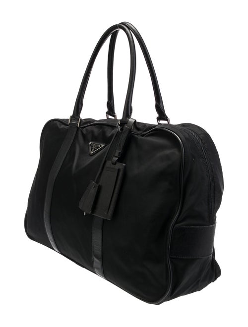 Prada Enameled Metal Triangle Weekender Bag