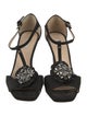 Prada Silk Crystal Embellishments T-Strap Sandals