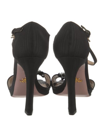 Prada Silk Crystal Embellishments T-Strap Sandals