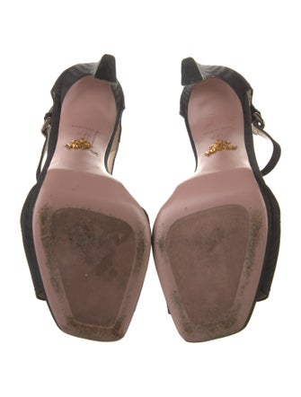 Prada Silk Crystal Embellishments T-Strap Sandals