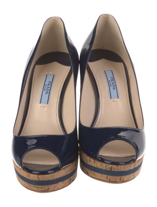 Prada Patent Leather Colorblock Pattern Pumps