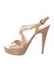 Prada Patent Leather Cutout Accent Slingback Sandals