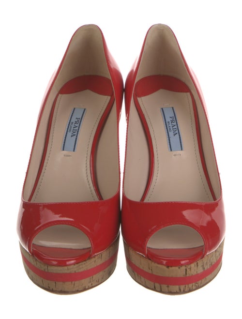 Prada Patent Leather Colorblock Pattern Pumps