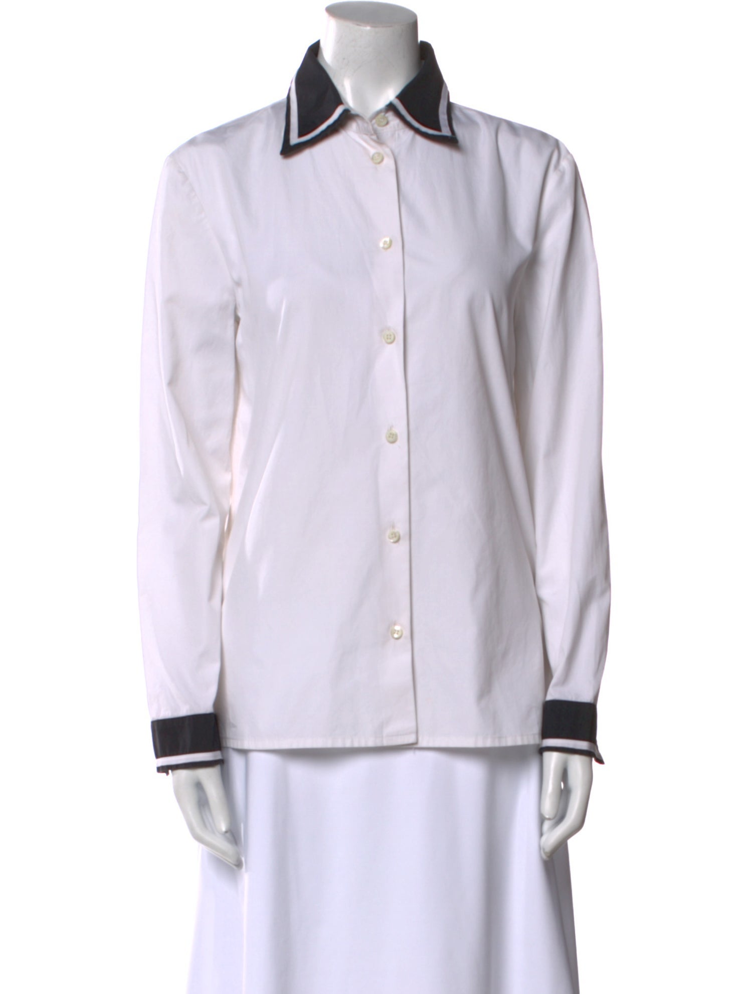 Prada 2016 Colorblock Pattern Button-Up Top