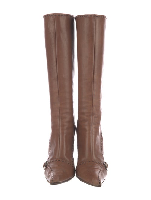 Prada Leather Whipstitch Trim Boots