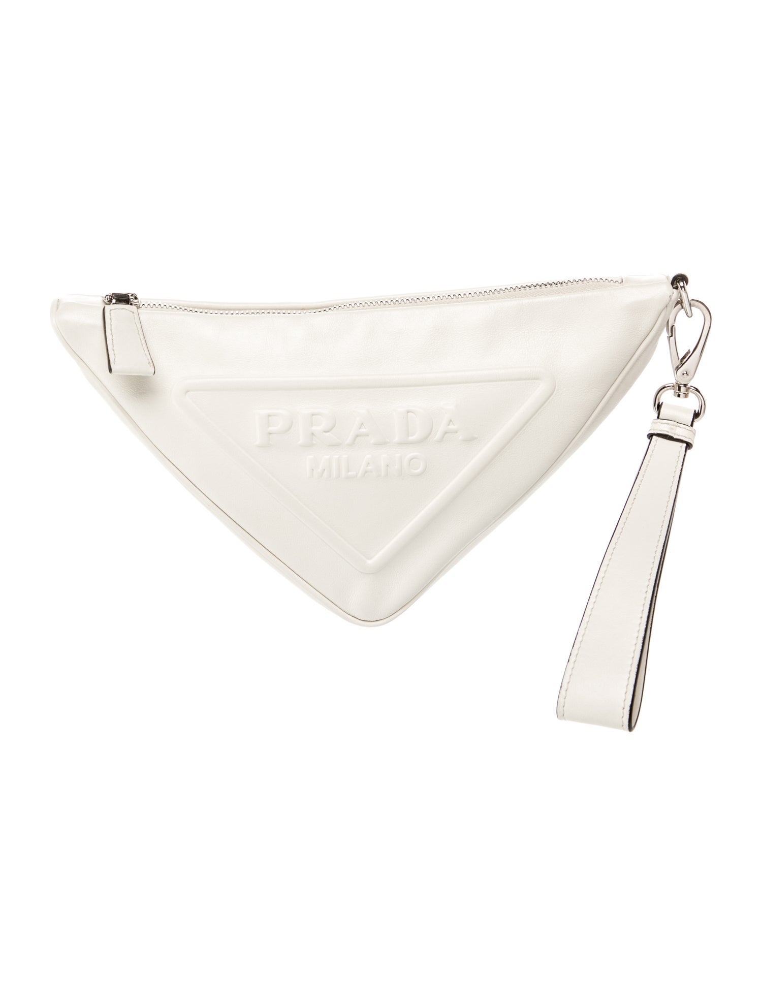 Prada Enameled Metal Triangle Triangle