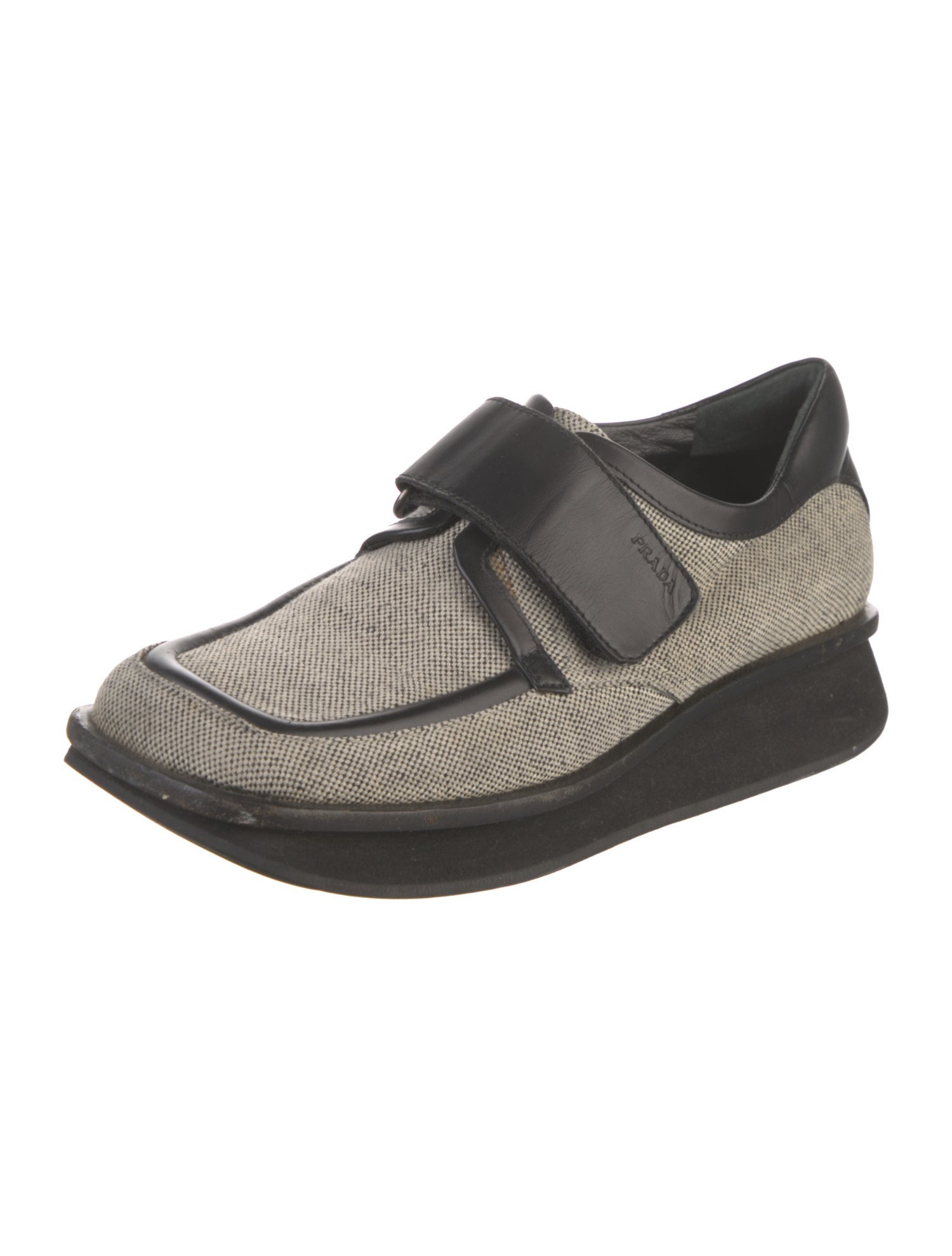 Prada Canvas Colorblock Pattern Oxfords