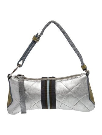 Prada Enameled Metal Triangle Top Handle Bag