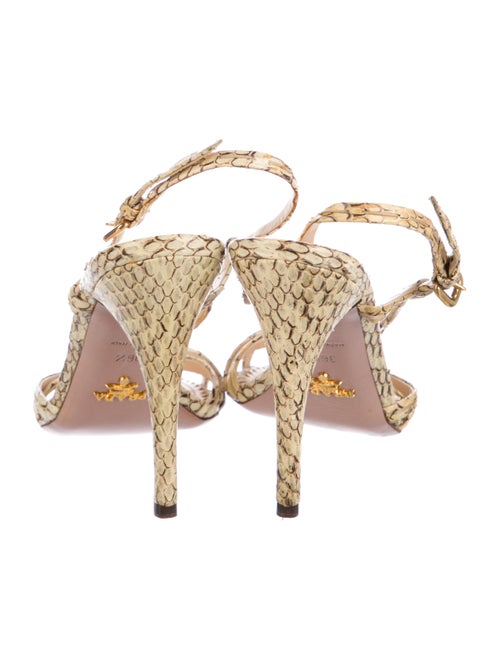 Prada Snakeskin Animal Print T-Strap Sandals