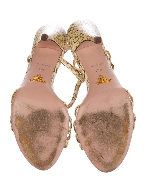 Prada Snakeskin Animal Print T-Strap Sandals