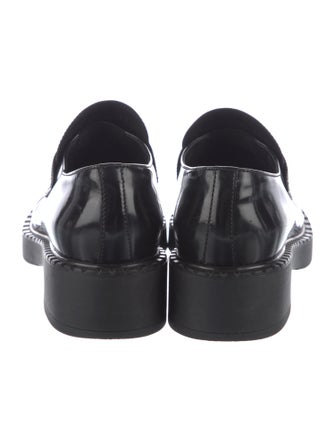 Prada Enameled Metal Triangle Leather Oxfords