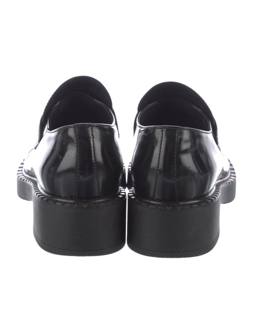 Prada Enameled Metal Triangle Leather Oxfords