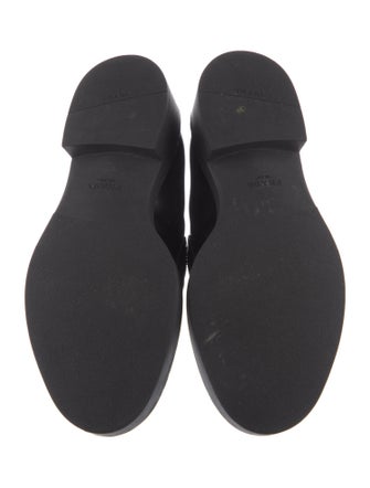 Prada Enameled Metal Triangle Leather Oxfords