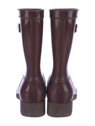 Prada Enameled Metal Triangle Rubber Rain Boots