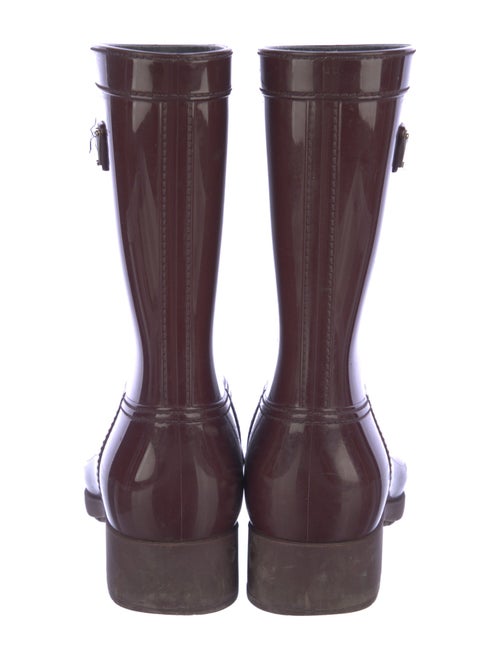 Prada Enameled Metal Triangle Rubber Rain Boots