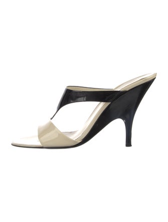 Prada Patent Leather Colorblock Pattern Slides