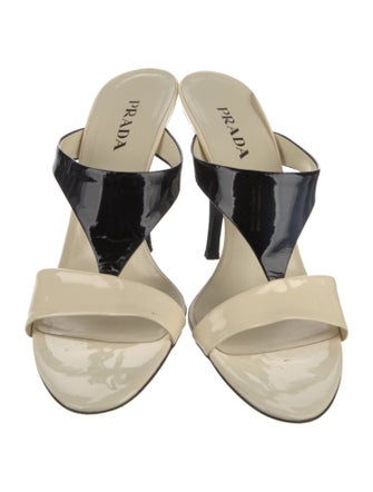 Prada Patent Leather Colorblock Pattern Slides