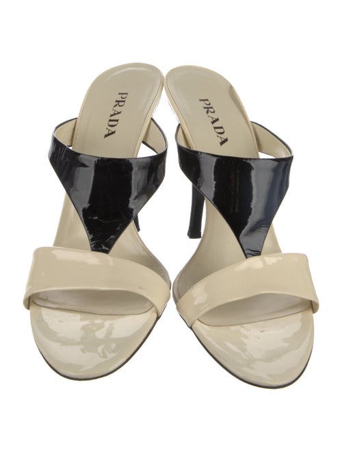 Prada Patent Leather Colorblock Pattern Slides