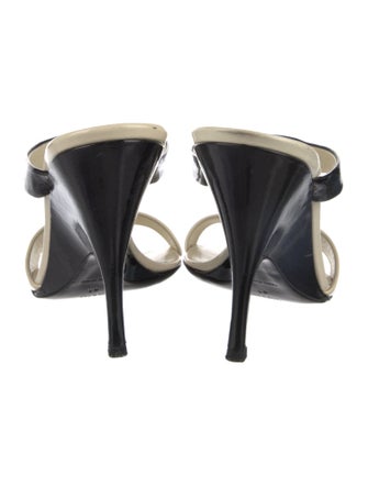 Prada Patent Leather Colorblock Pattern Slides