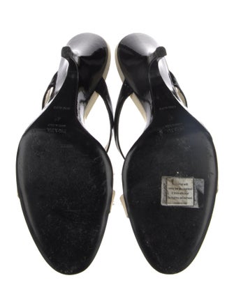 Prada Patent Leather Colorblock Pattern Slides