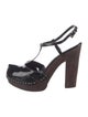 Prada Patent Leather Studded Accents T-Strap Pumps