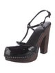 Prada Patent Leather Studded Accents T-Strap Pumps