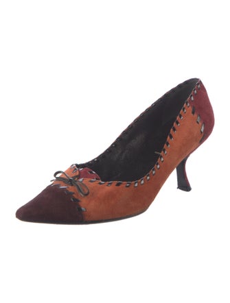 Prada Suede Colorblock Pattern Pumps