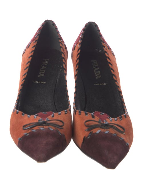 Prada Suede Colorblock Pattern Pumps