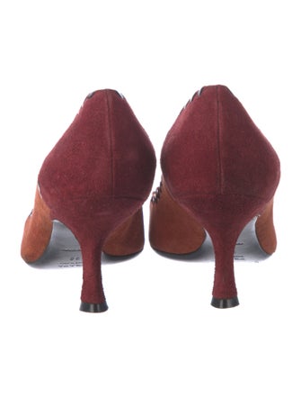 Prada Suede Colorblock Pattern Pumps