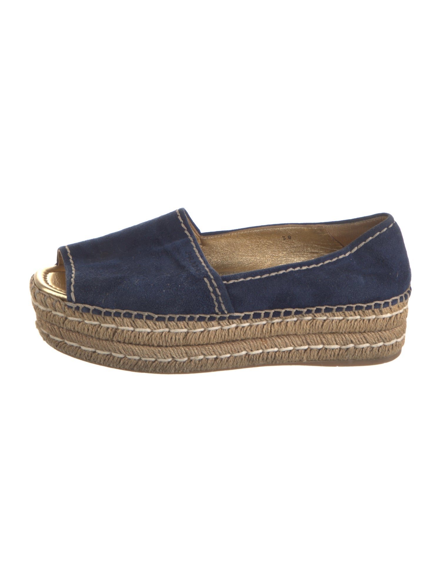 Prada Suede Whipstitch Trim Espadrilles