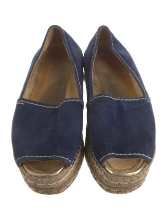 Prada Suede Whipstitch Trim Espadrilles