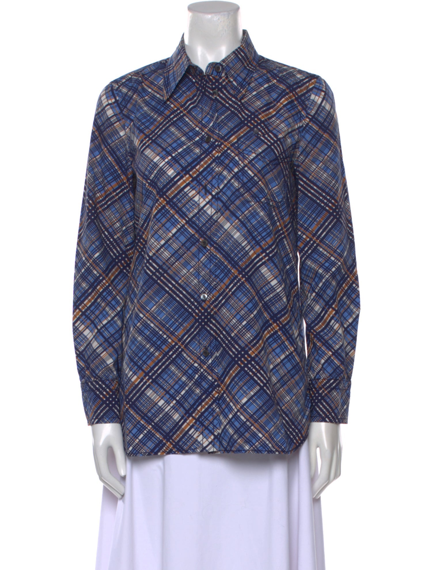 Prada 2015 Plaid Print Button-Up Top