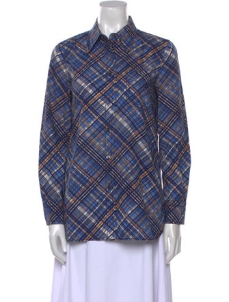 Prada 2015 Plaid Print Button-Up Top