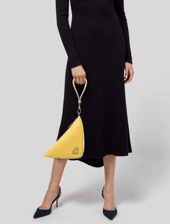 Prada Enameled Metal Triangle Triangle