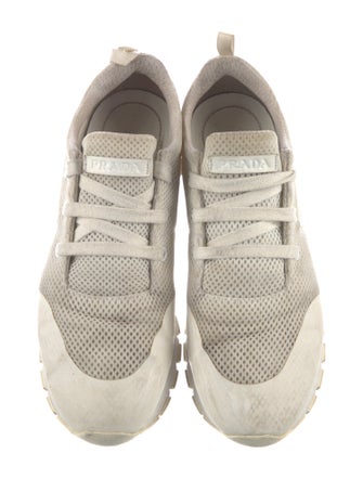 Prada Mesh Leather Trim Embellishment Athletic Sneakers