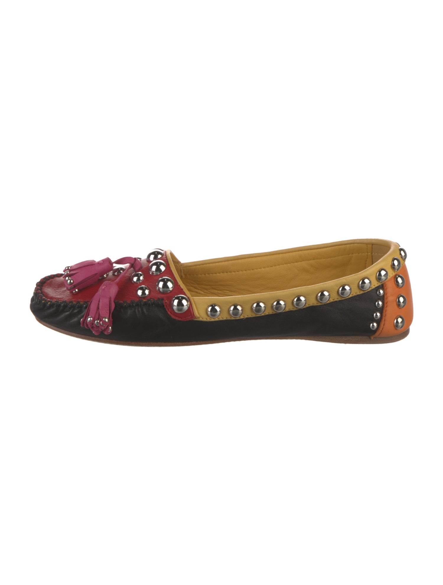 Prada Leather Colorblock Pattern Flats