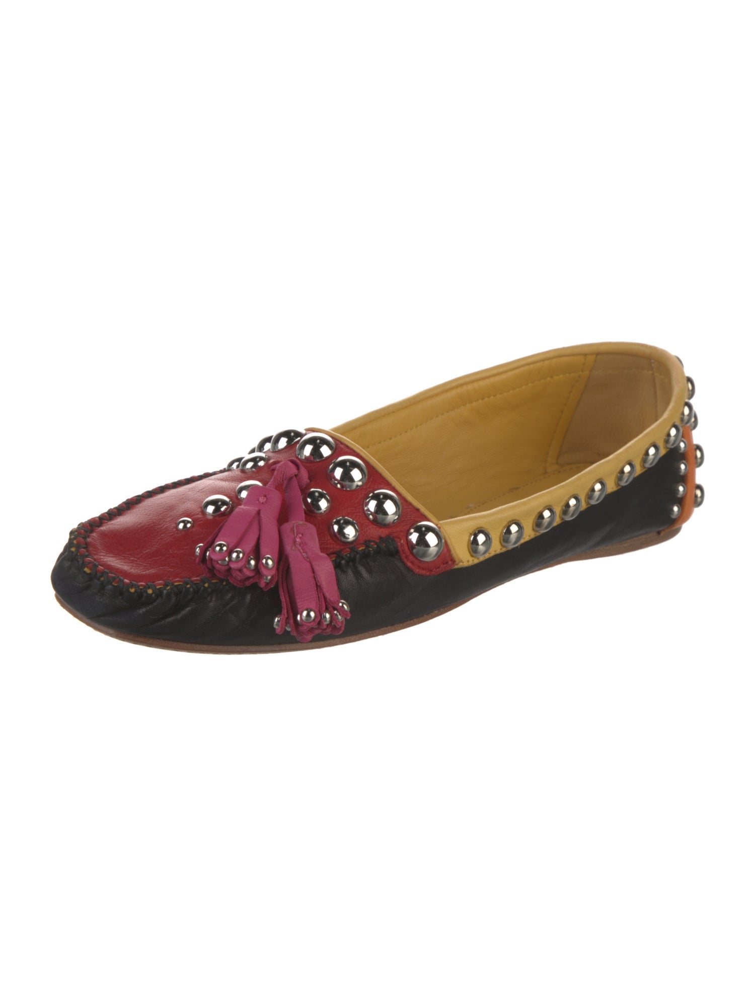 Prada Leather Colorblock Pattern Flats