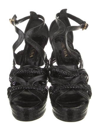 Prada Leather Braided Accents Gladiator Sandals