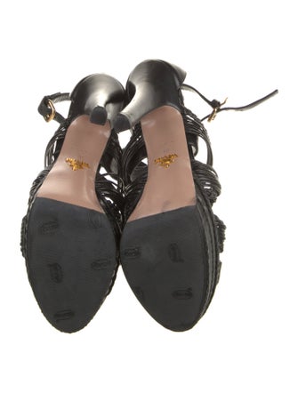 Prada Leather Braided Accents Gladiator Sandals