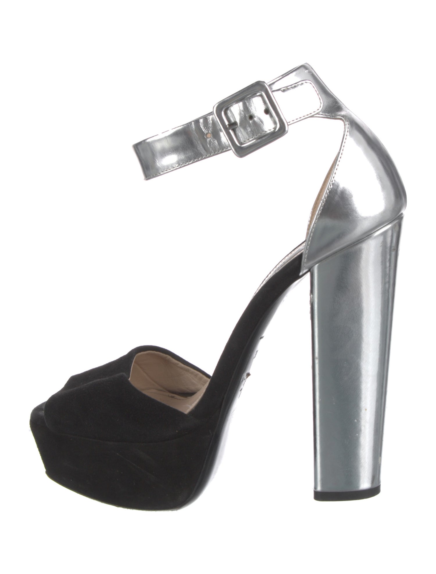 Prada Suede Colorblock Pattern D'Orsay Pumps