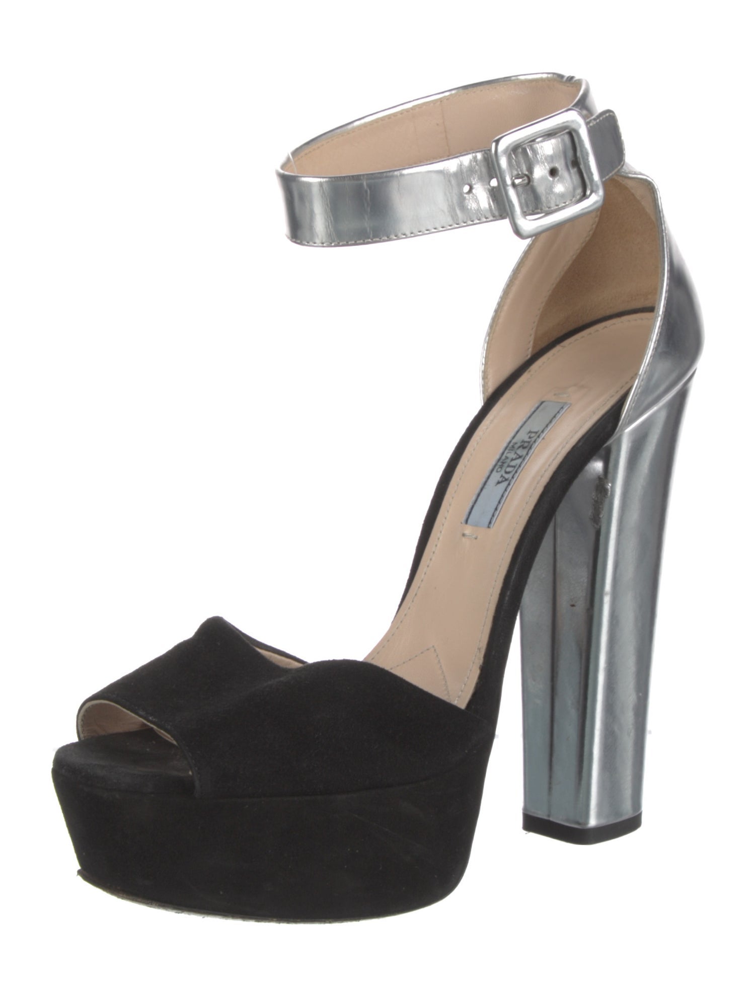 Prada Suede Colorblock Pattern D'Orsay Pumps