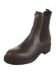 Prada Enameled Metal Triangle Leather Chelsea Boots
