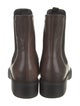 Prada Enameled Metal Triangle Leather Chelsea Boots