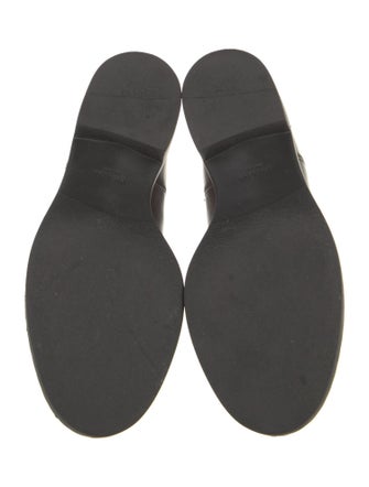 Prada Enameled Metal Triangle Leather Chelsea Boots