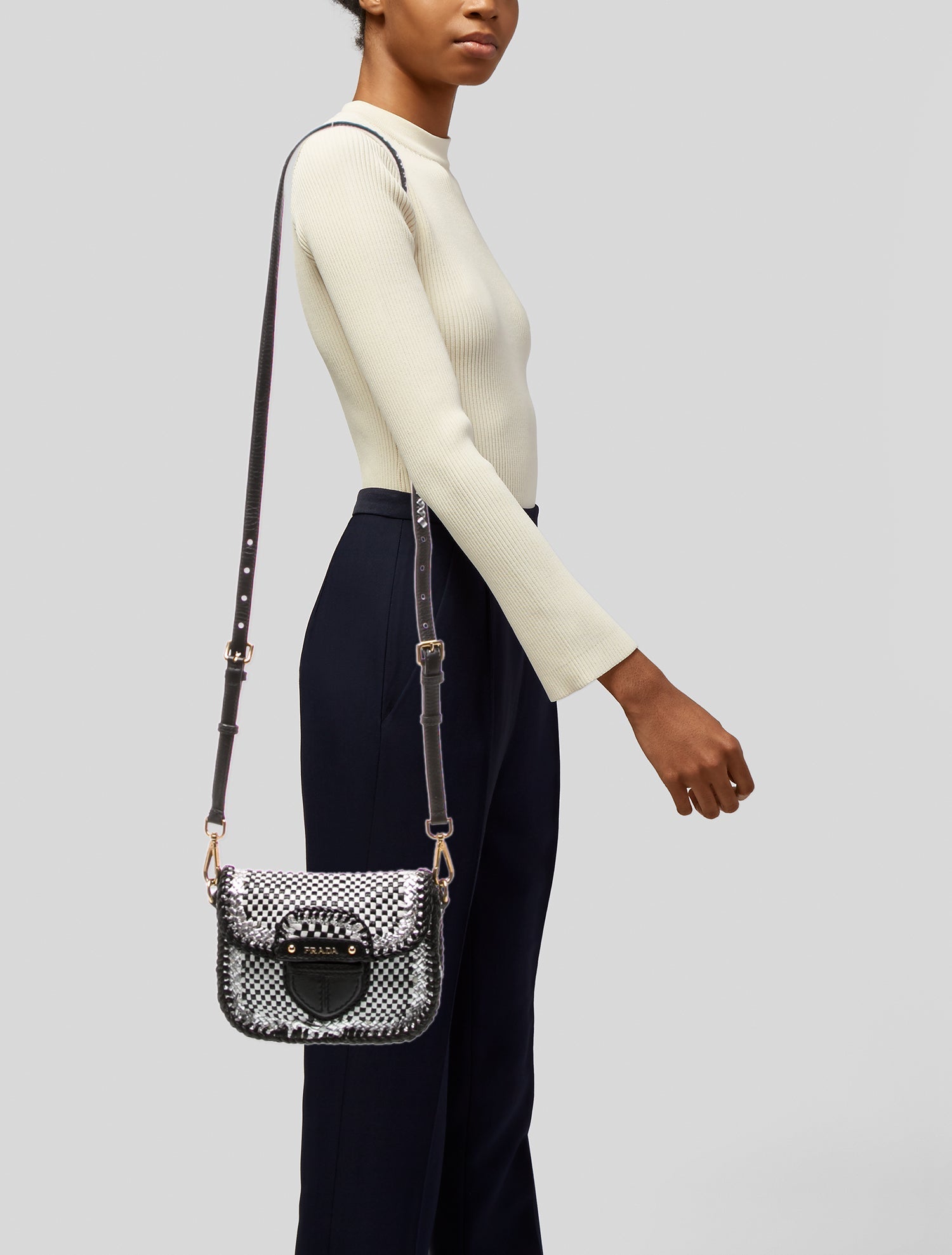 Prada Madras Leather Crossbody Bag