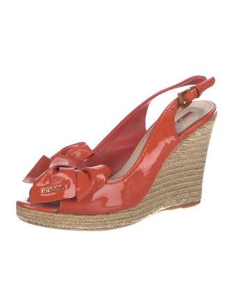 Prada Sport Patent Leather Bow Accents Espadrilles
