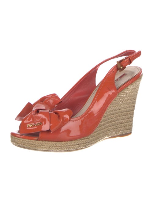 Prada Sport Patent Leather Bow Accents Espadrilles