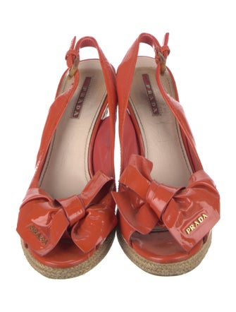 Prada Sport Patent Leather Bow Accents Espadrilles