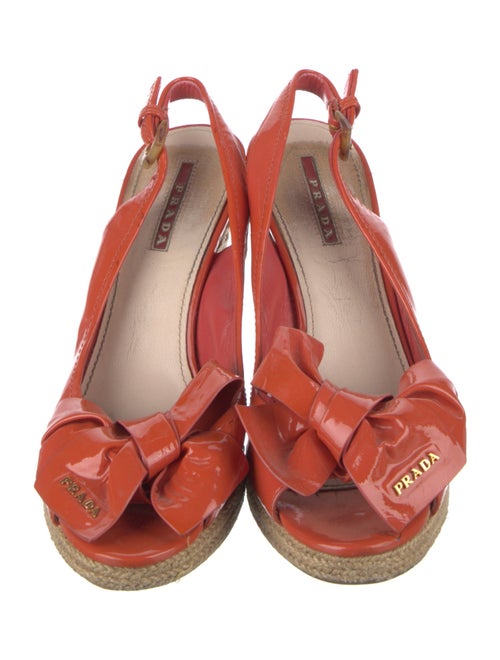 Prada Sport Patent Leather Bow Accents Espadrilles
