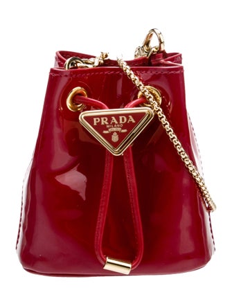 Prada Enameled Metal Triangle Bucket Bag